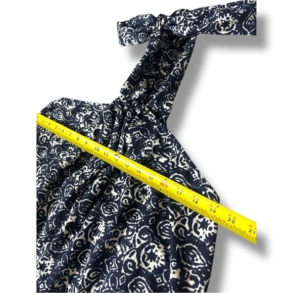 H&M Navy and White Print Asymmetrical Adjustable Tie Halter Sundress - Picture 9 of 16
